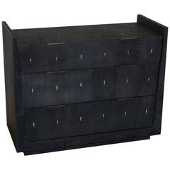 Contemporary Shagreen Chest of Drawers, Bronze Details, France