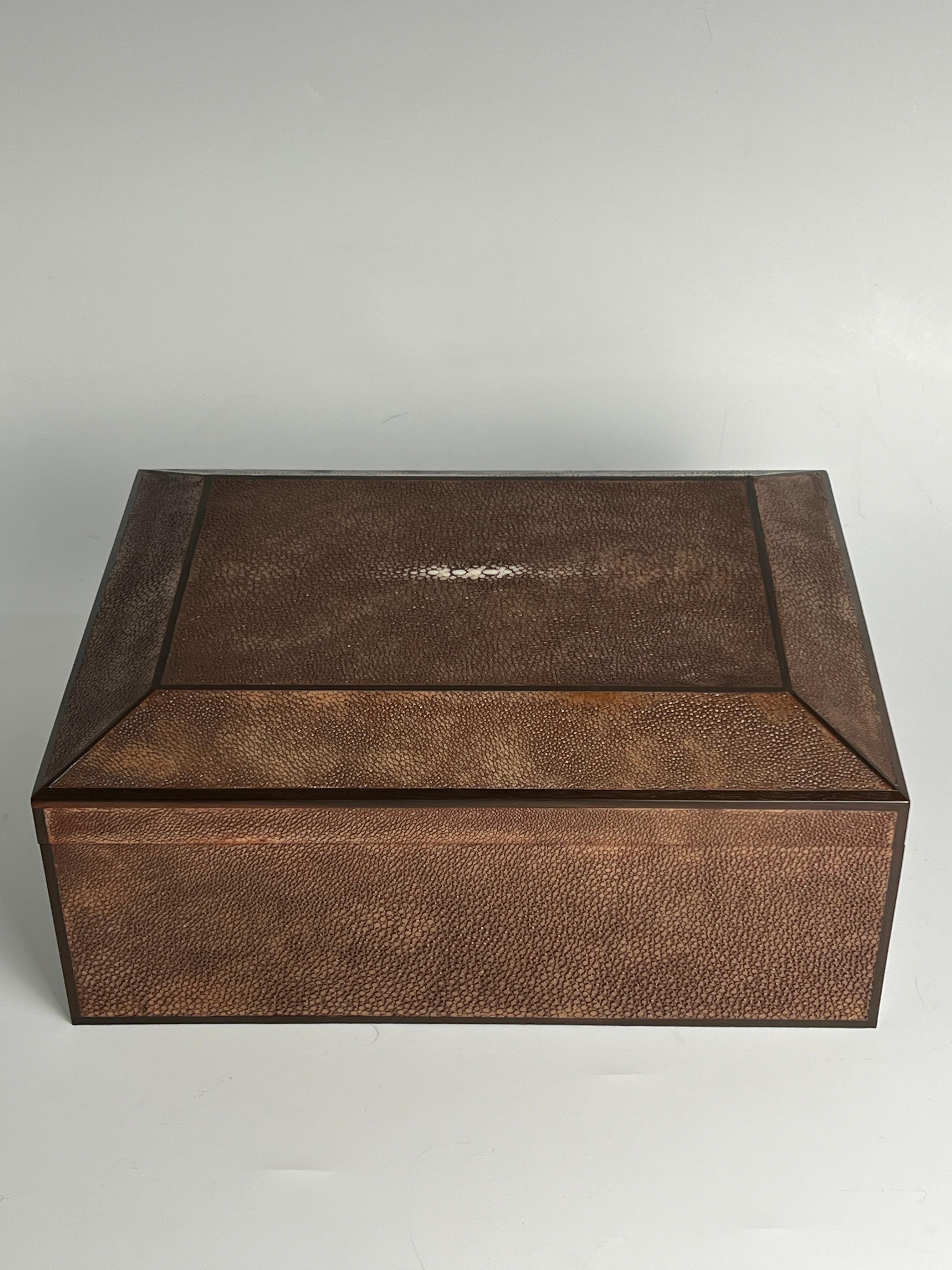 Modern Contemporary Shagreen Humidifier Box For Sale