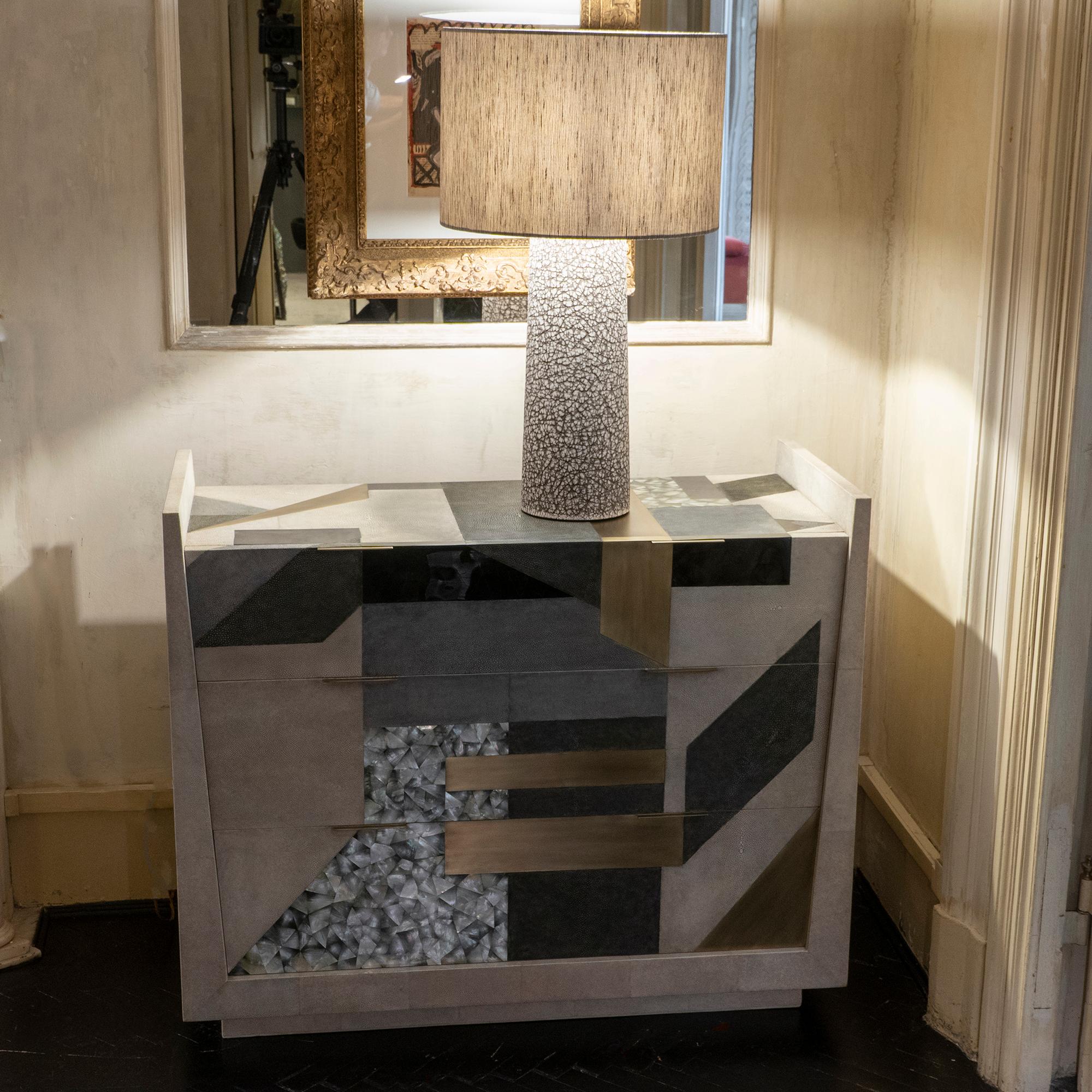 Contemporary Shagreen / Penshell / Brass  Chest of Drawers, France, 2018 12
