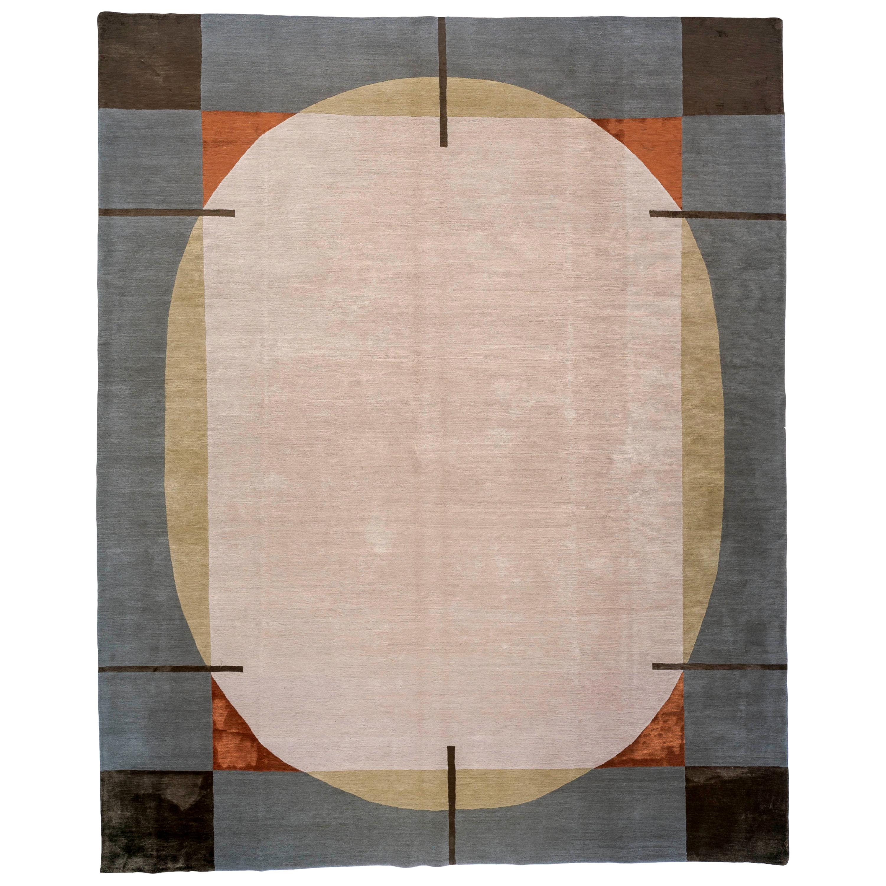 Contemporary Shapes Wool and Silk Area Rug