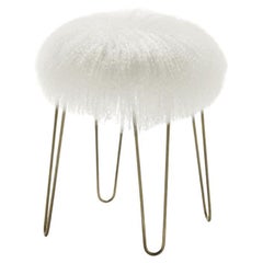 Contemporary Sheepskin Steel Leg Benches