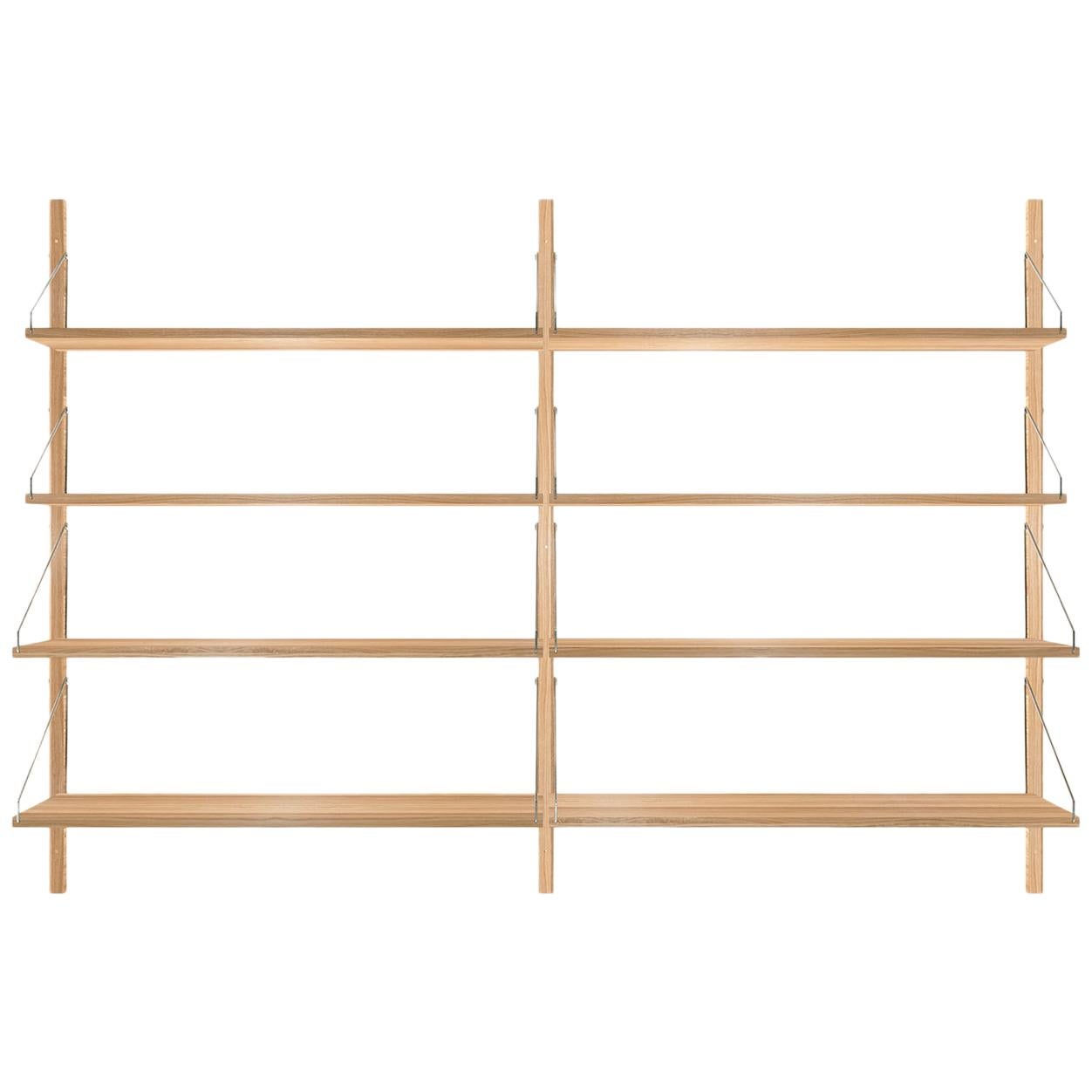 Frama Contemporary Minimal Design Wooden Wall Shelf Library Double Section