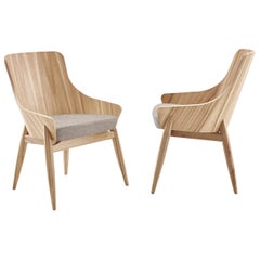 Contemporary Shell Curved Back Dining Chair with Fabric Seat