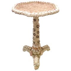 21st Century Contemporary Shell Encrusted Mother-of-Pearl Tripod Table
