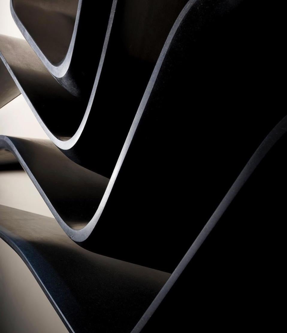 Contemporary Shelving System Designed by Zaha Hadid in Black Granite For Sale 1