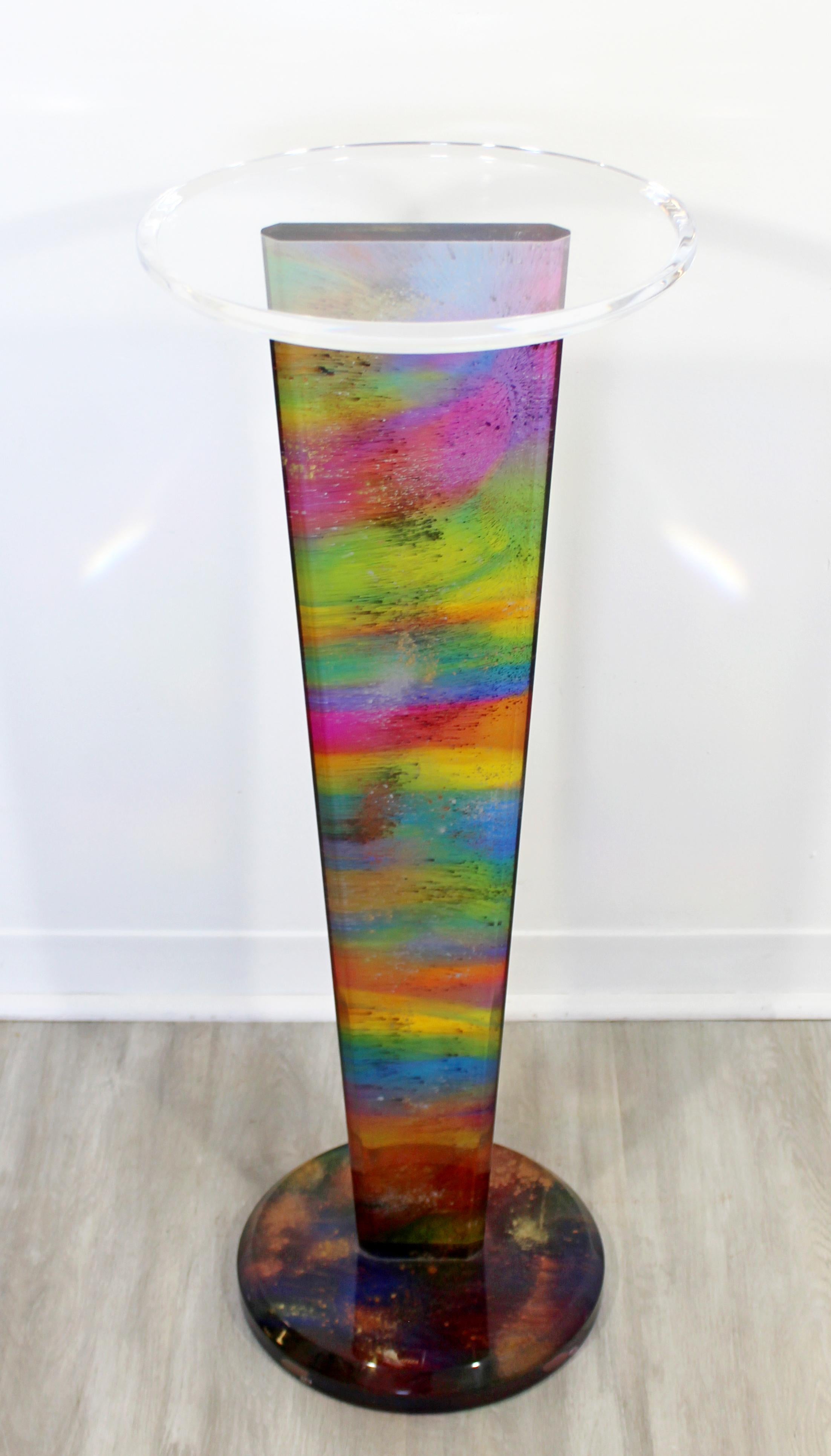 Contemporary Shlomi Haziza Signed Multicolored Lucite Acrylic Pedestal Stand 1