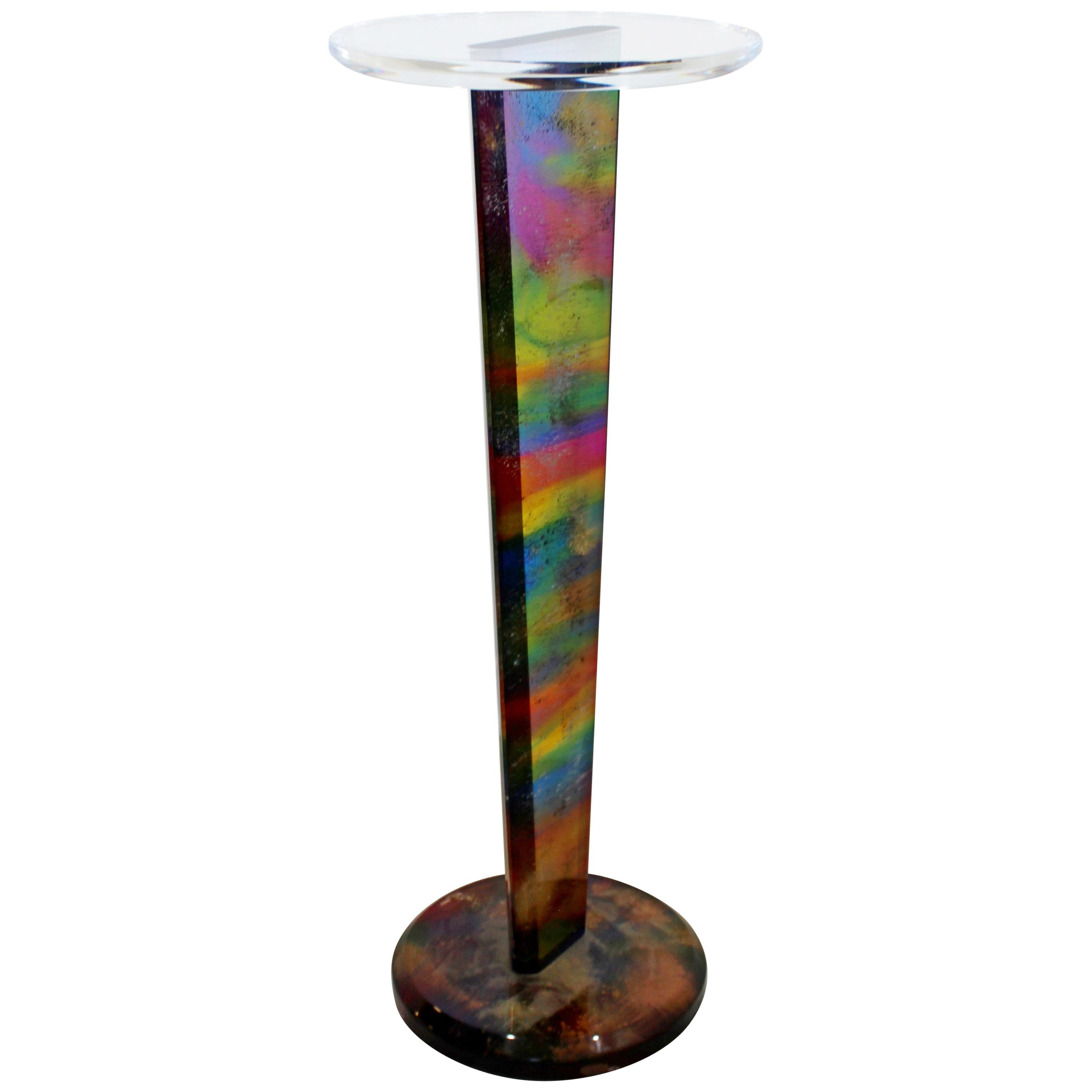 Contemporary Shlomi Haziza Signed Multicolored Lucite Acrylic Pedestal Stand