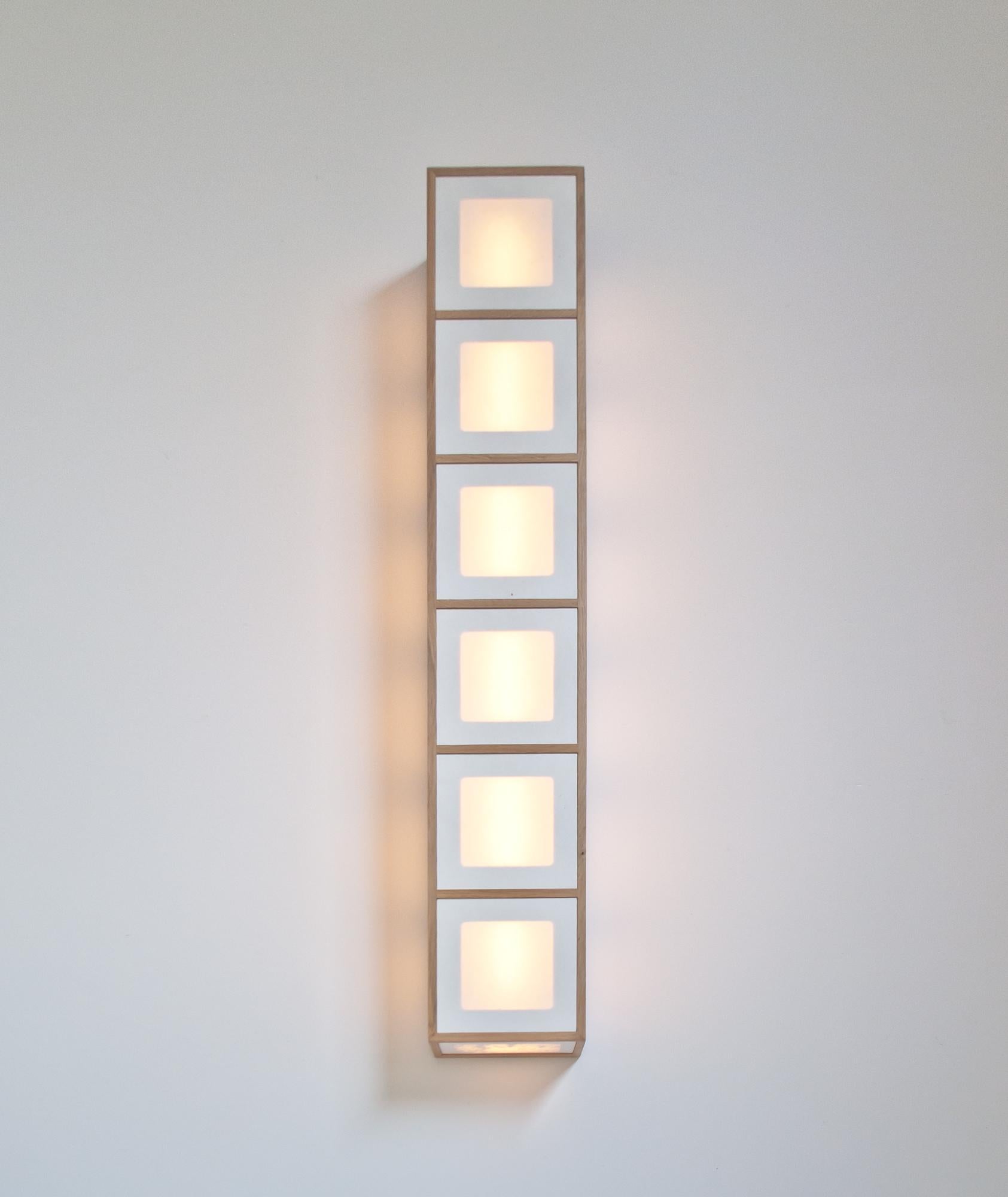 Hand-Crafted Contemporary Shoji Wall Light with Oak Framing and Japanese Paper Sconce For Sale