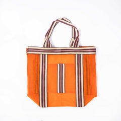 Contemporary Shopper Tote Bag - Orange Striped