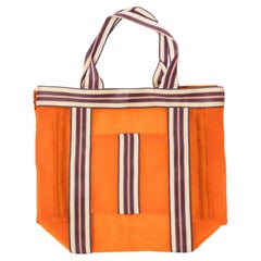 Contemporary Shopper Tote Bag - Orange Striped