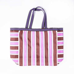Contemporary Shopper Tote Bag - Pink Striped