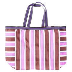 Contemporary Shopper Tote Bag - Pink Striped