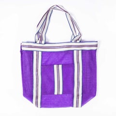 Contemporary Shopper Tote Bag - Purple Striped