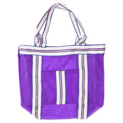 Contemporary Shopper Tote Bag - Purple Striped