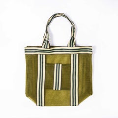 Contemporary Shopper Tote Bag - Sea Green Striped
