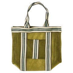 Contemporary Shopper Tote Bag - Sea Green Striped