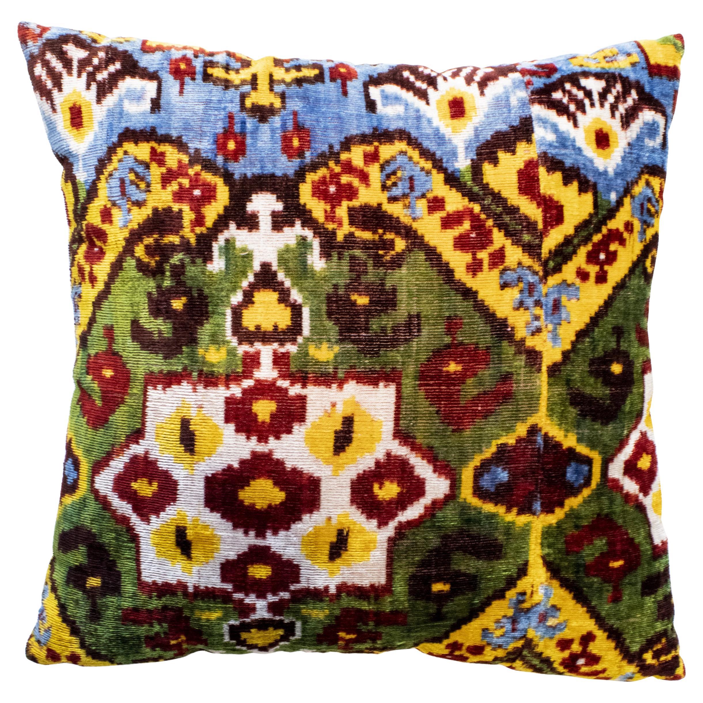 Contemporary Shydak Wool and Silk Cushion, Kazakhstan and Uzbekistan, 2023 For Sale