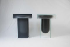 Contemporary Side Coffee Table in Frosted Glass and Black