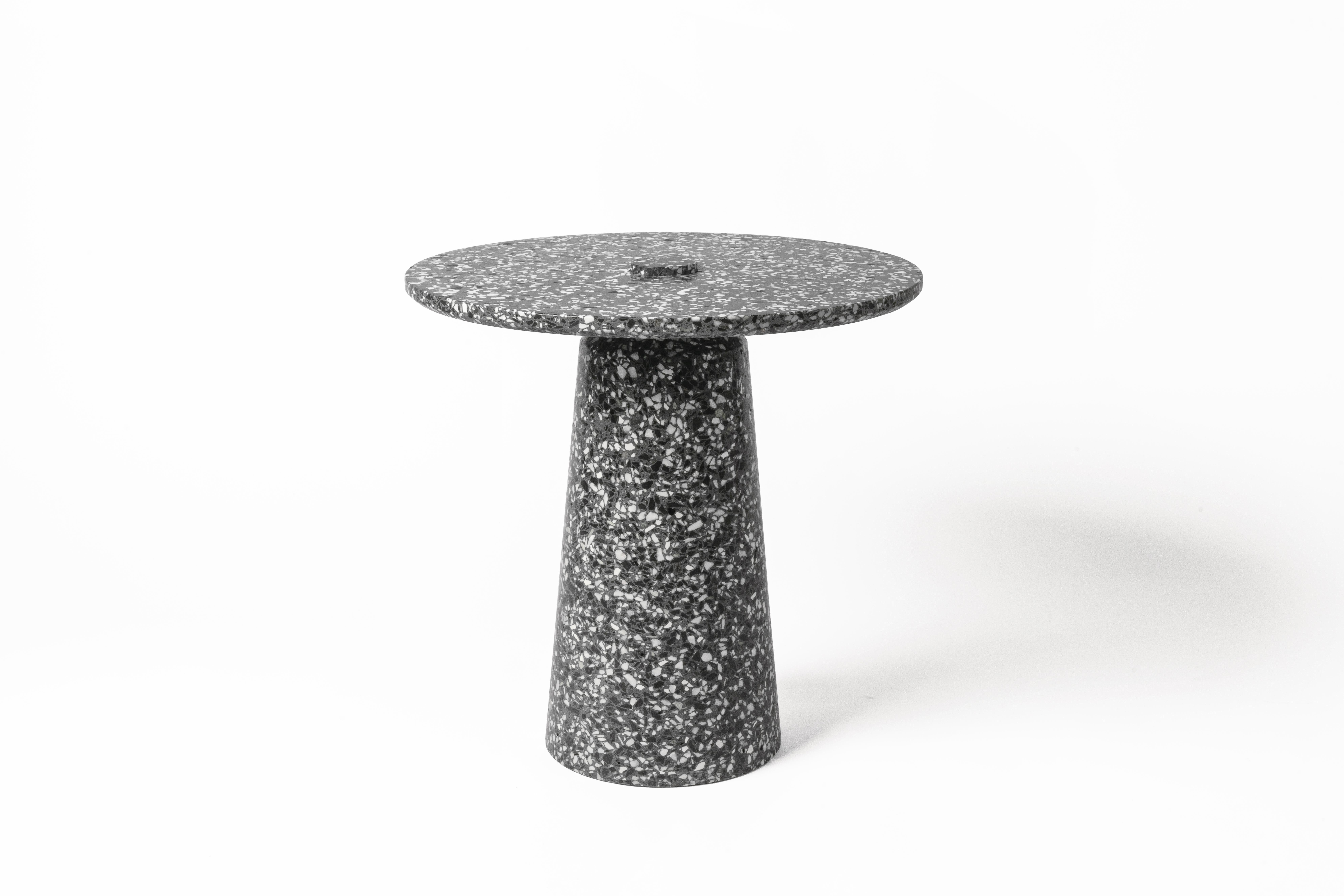 Industrial Contemporary Side Table '8' in White Terrazzo For Sale