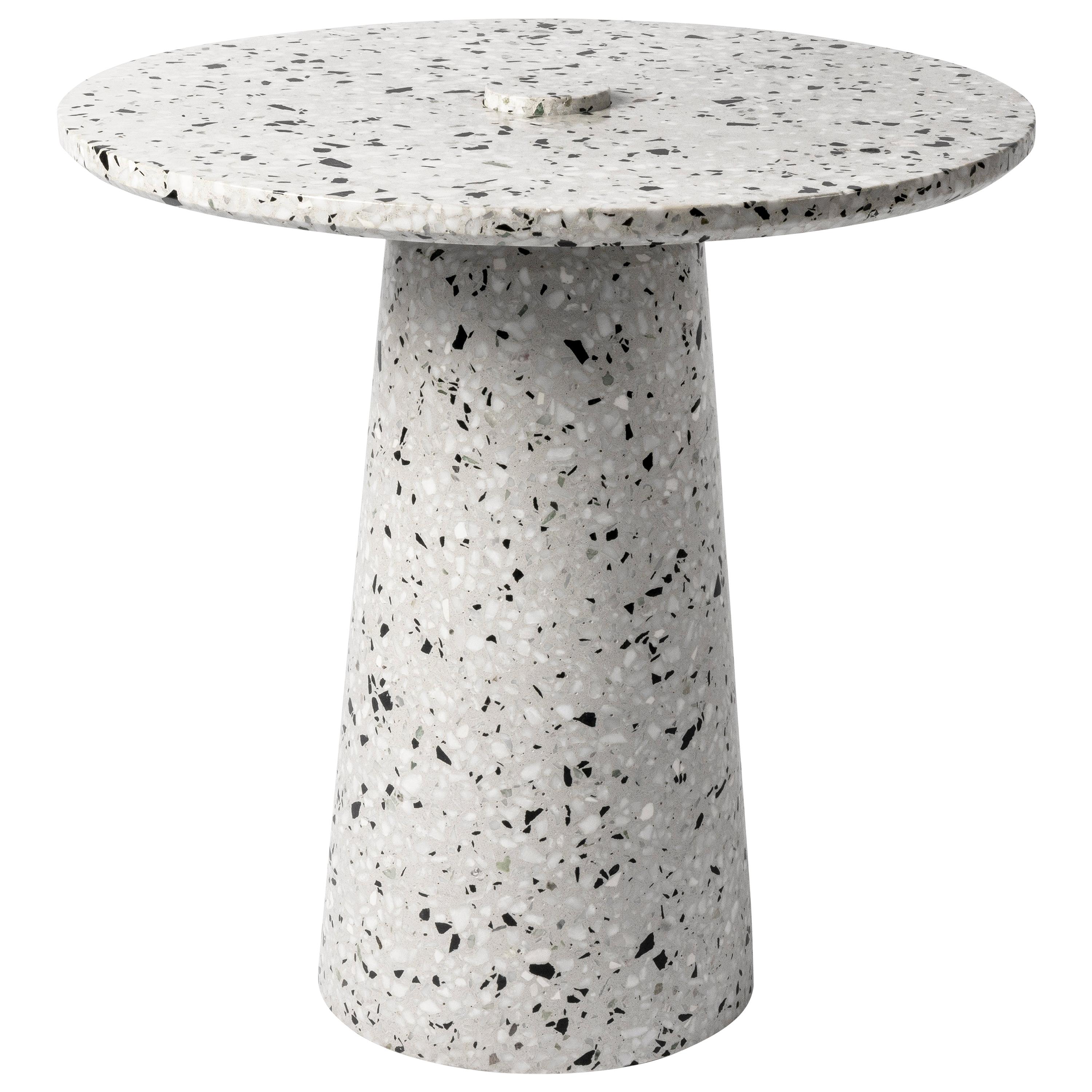 Contemporary Side Table '8' in White Terrazzo