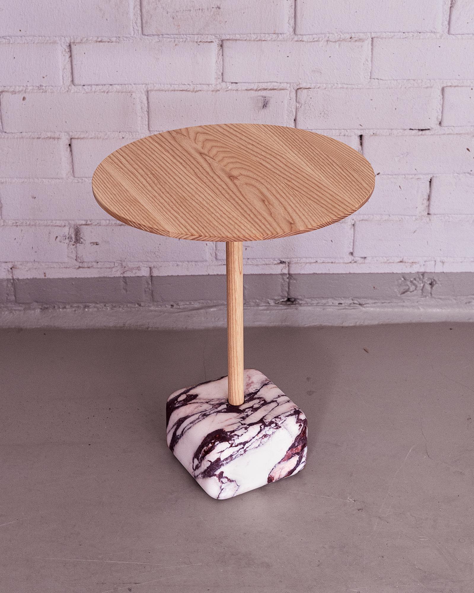 Contemporary Side Table, Arabescato Viola Marble and Ash Wood by Erik Olovsson For Sale 1