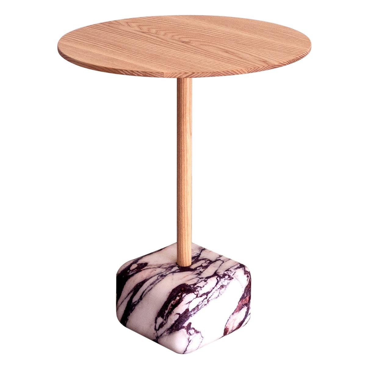 Tavolino contemporaneo, marmo Arabescato Viola e legno di frassino di Erik Olovsson