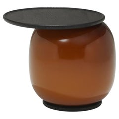 Contemporary Side Table 'Balanced L' by LINTELOO, Tobacco Glass & Anthracite