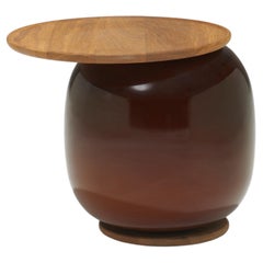 Contemporary Side Table 'Balanced L' by LINTELOO, Tobacco Glass & Smoked