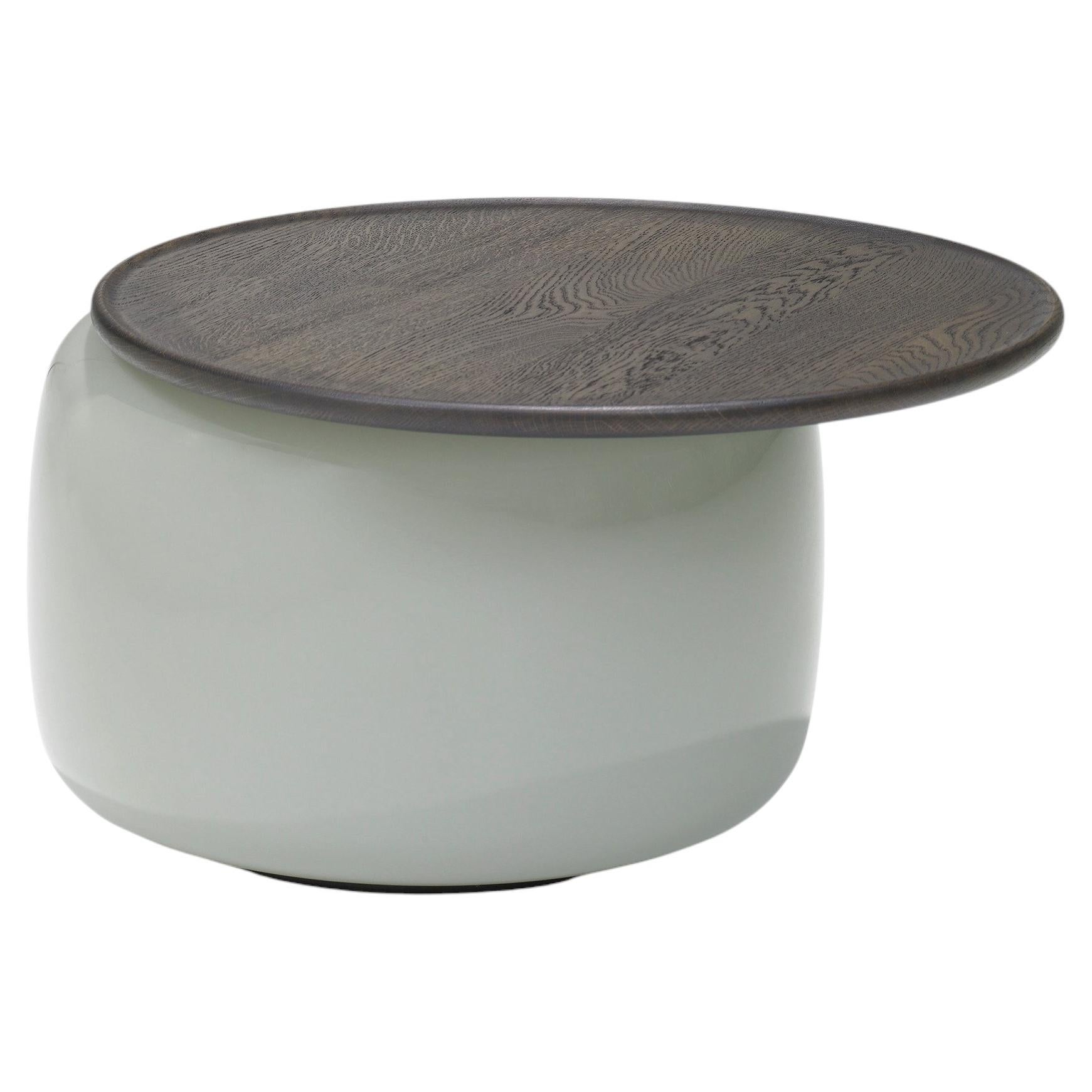 Contemporary Side Table 'Balanced XL' by LINTELOO, Fume Glass & Anthracite For Sale