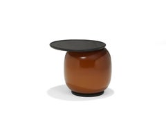 Contemporary Side Table 'Balanced XL' by LINTELOO, Tobacco Glass & Anthracite