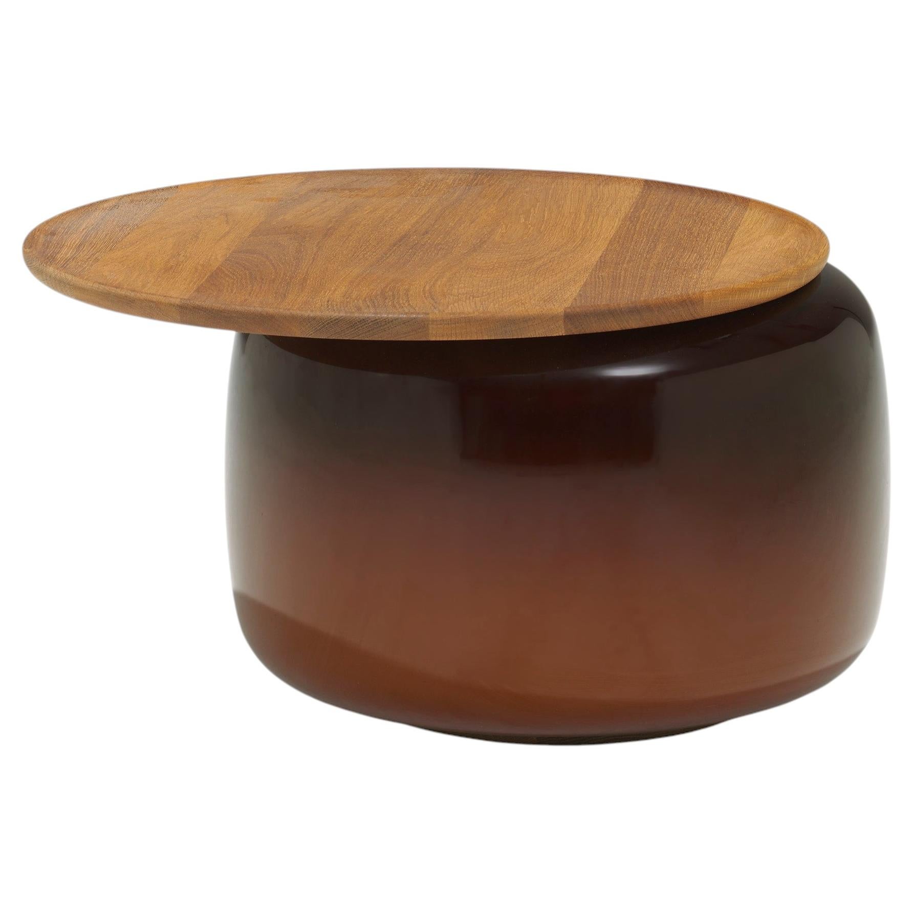 Contemporary Side Table 'Balanced XL' by LINTELOO, Tobacco Glass & Smoked