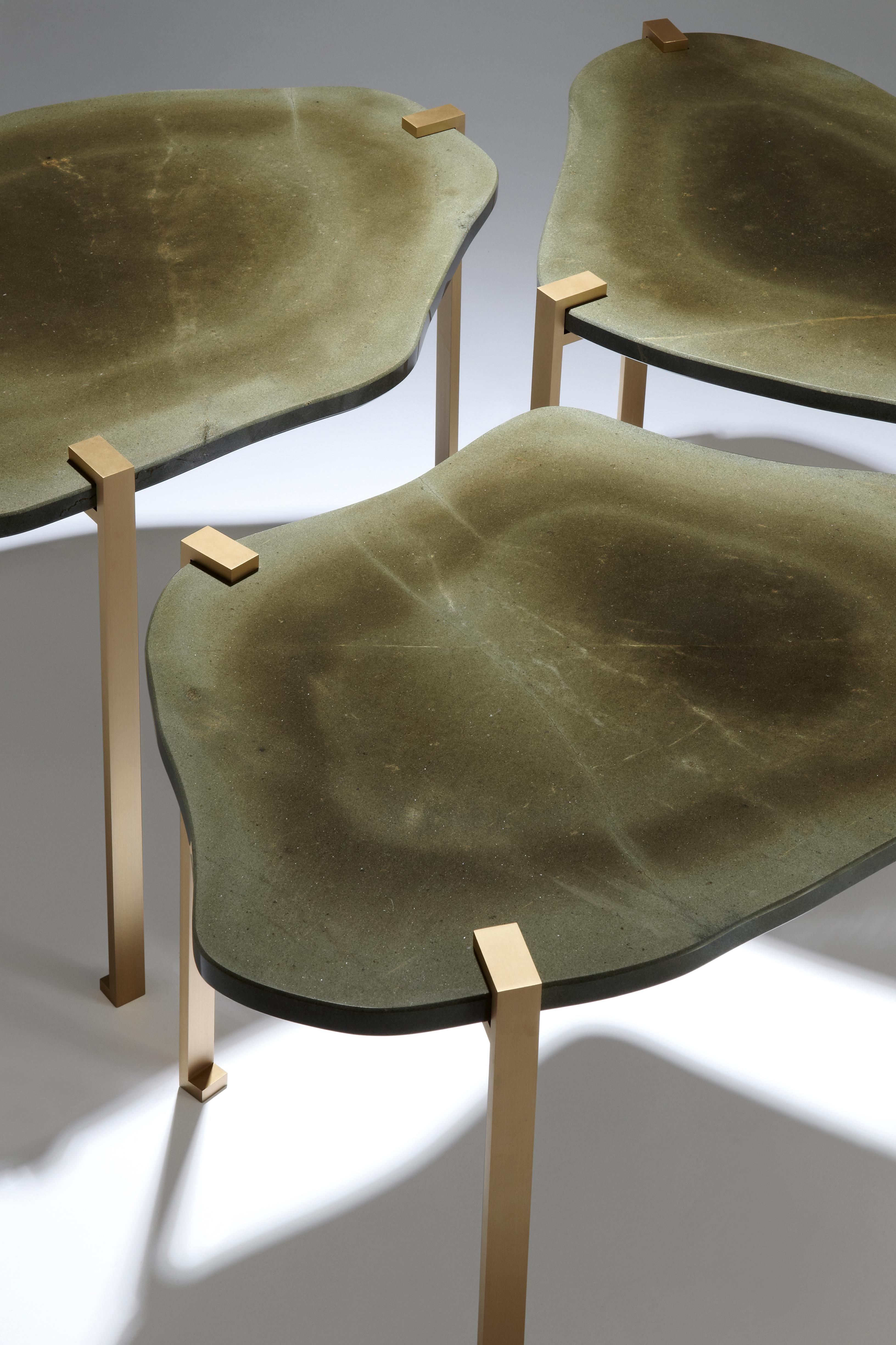 Brushed Contemporary Side Table by Hervé Langlais For Sale