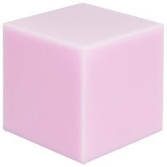 Contemporary Glossy Resin Side Table, Candy Cube in Bubblegum Pink, 60 cm3