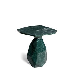 Contemporary Side Table Carved From Single Carrara Marble Block