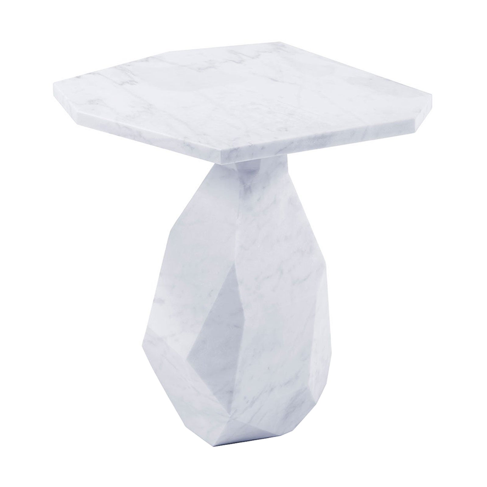 Contemporary Beistelltisch aus einem einzigen Carrara-Marmorblock geschnitzt im Angebot