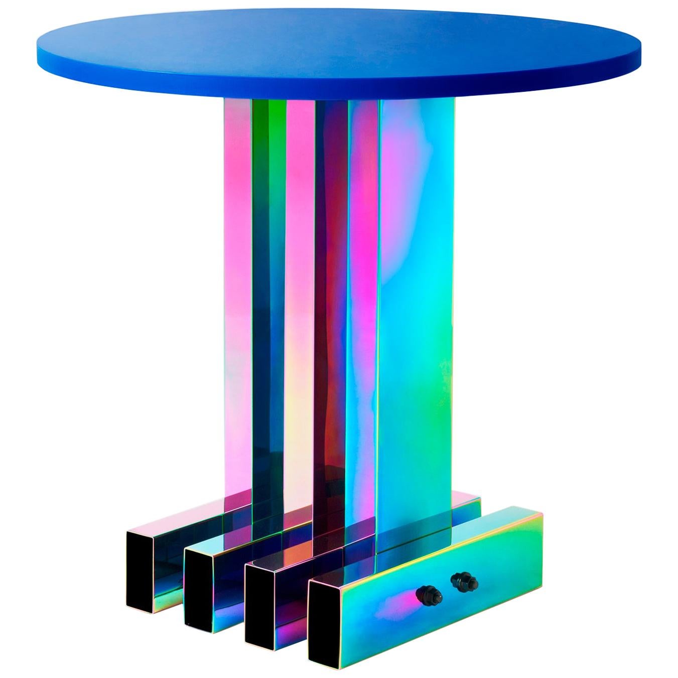 Contemporary Side Table / Dining Table, HOT Collection, Gradient Stainless Steel
