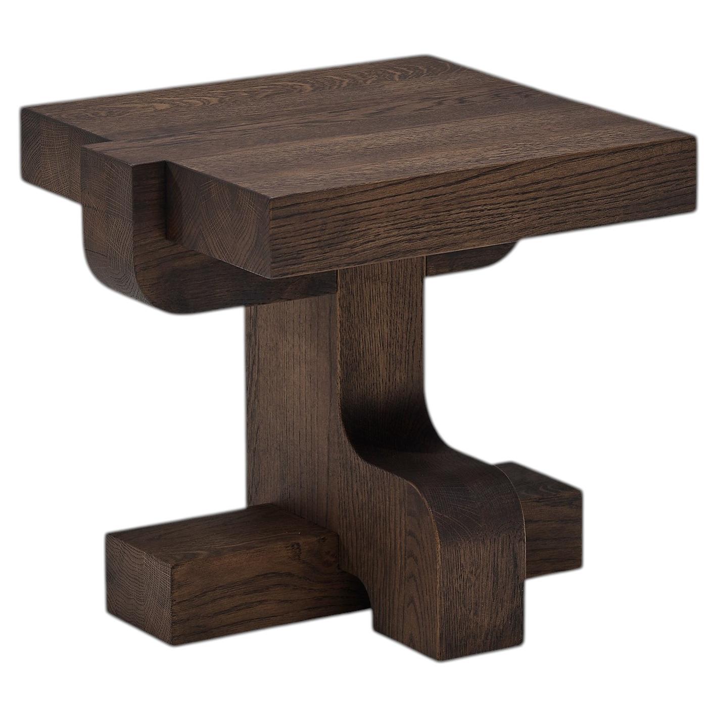 Contemporary Side table 'Flux', by LINTELOO, Dark Brown Oak For Sale