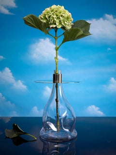 Modern Side Table/Vase, Mouth Blown Glass with Polished Brass, by Erik Olovsson