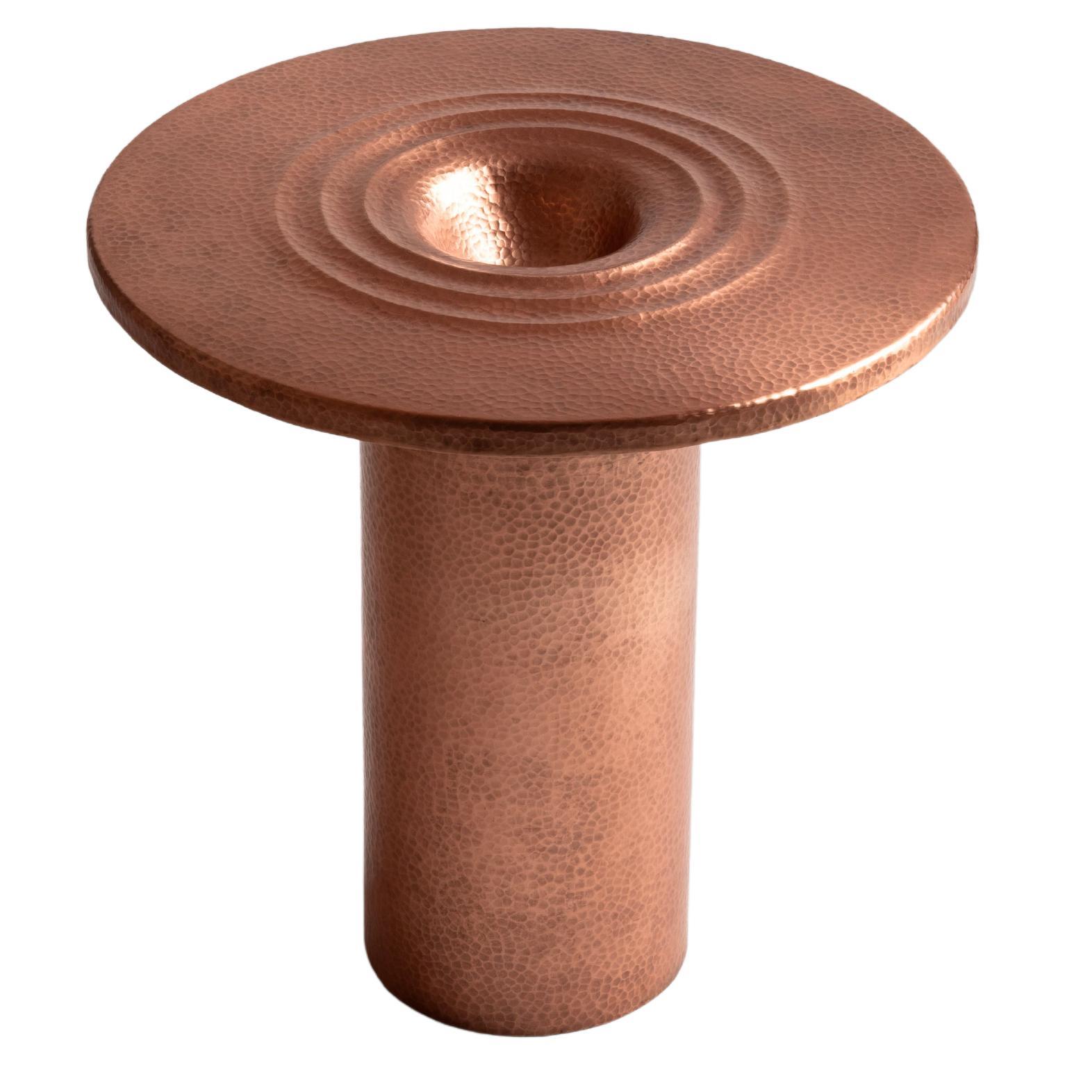 Contemporary side table, hammered copper, Mexican design by Sebastian Arroyo For Sale