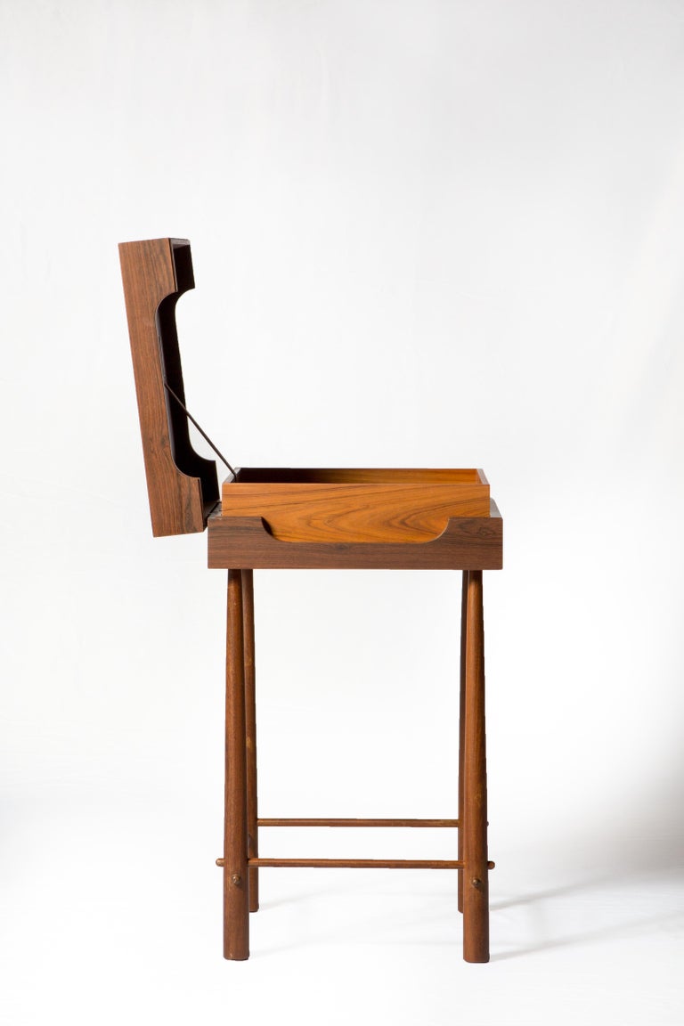 Contemporary Side Table, High Side Table in Brazilian Wood For Sale at