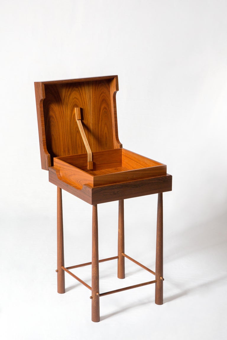 Contemporary Side Table, High Side Table in Brazilian Wood For Sale at