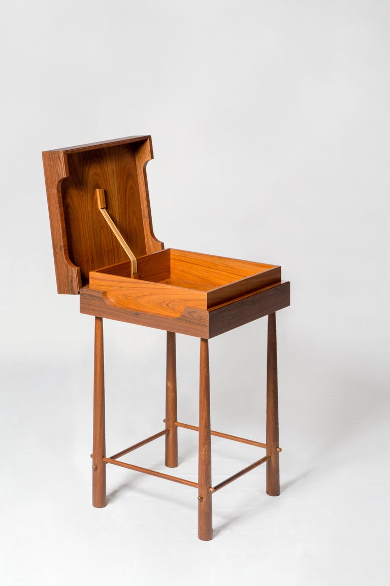 Contemporary Side Table, High Side Table in Brazilian Wood For Sale at