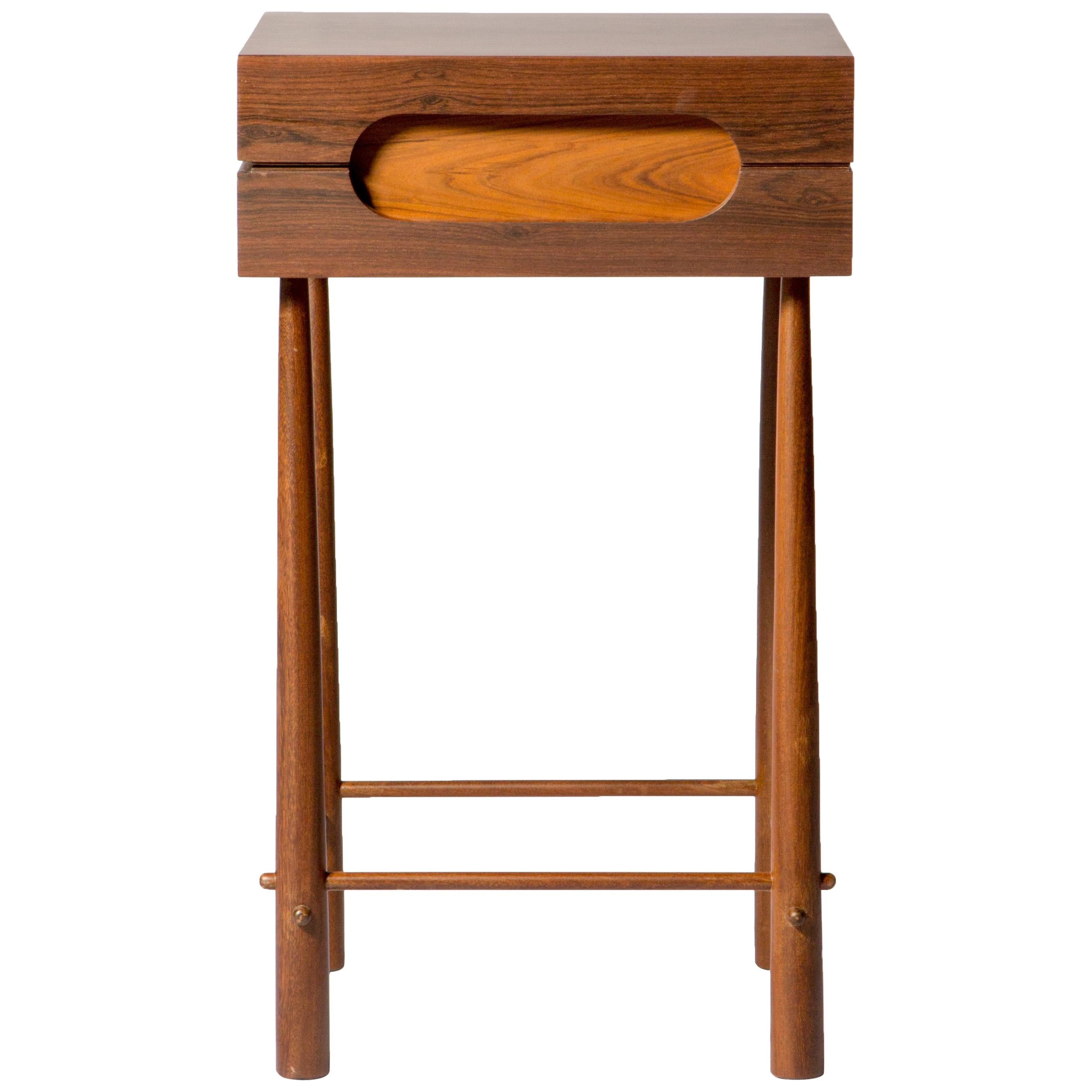 Contemporary Side Table, High Side Table in Brazilian Wood For Sale
