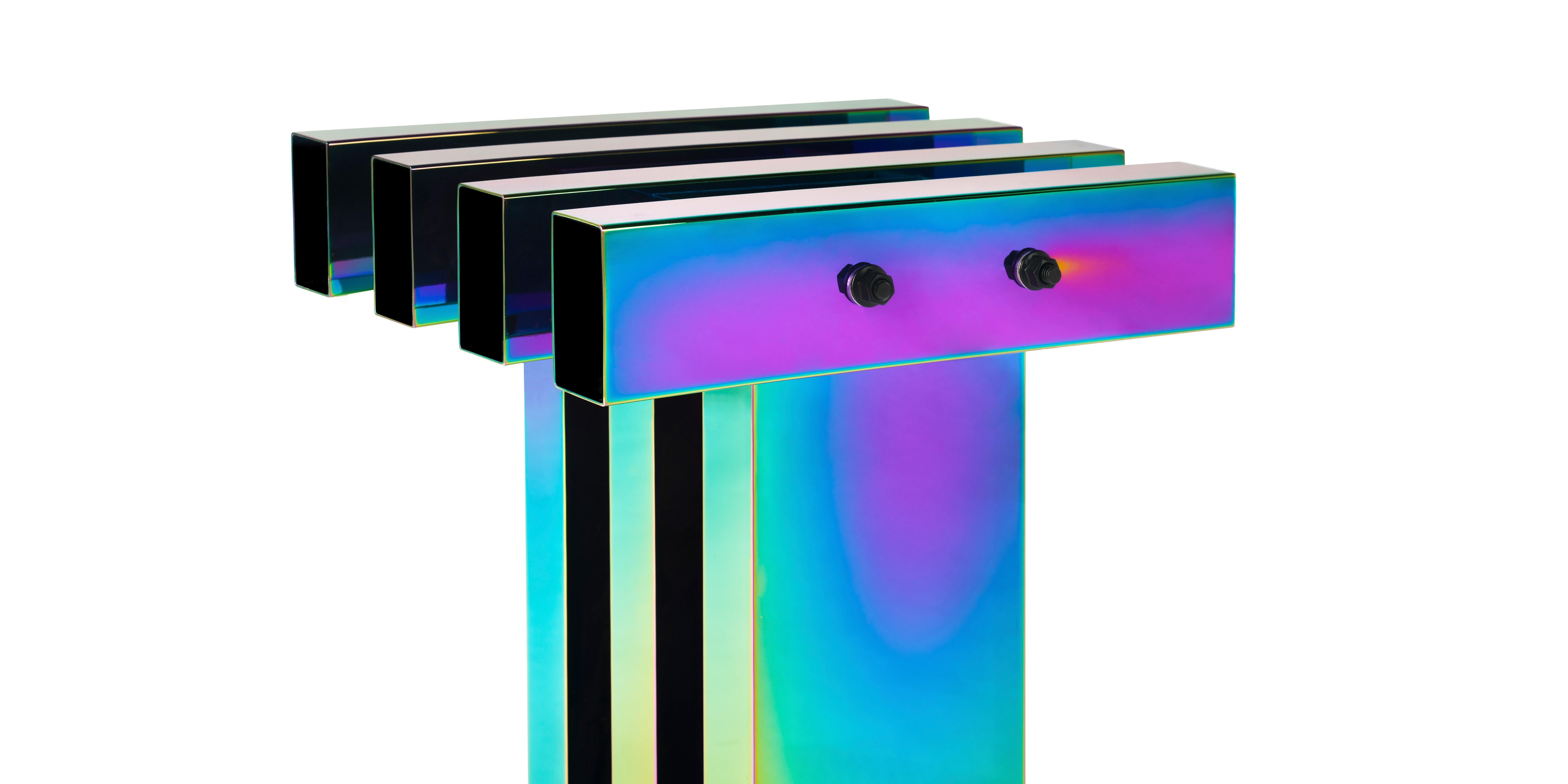 Contemporary Side Table / End Table, HOT Collection, Gradient Stainless Steel For Sale 2