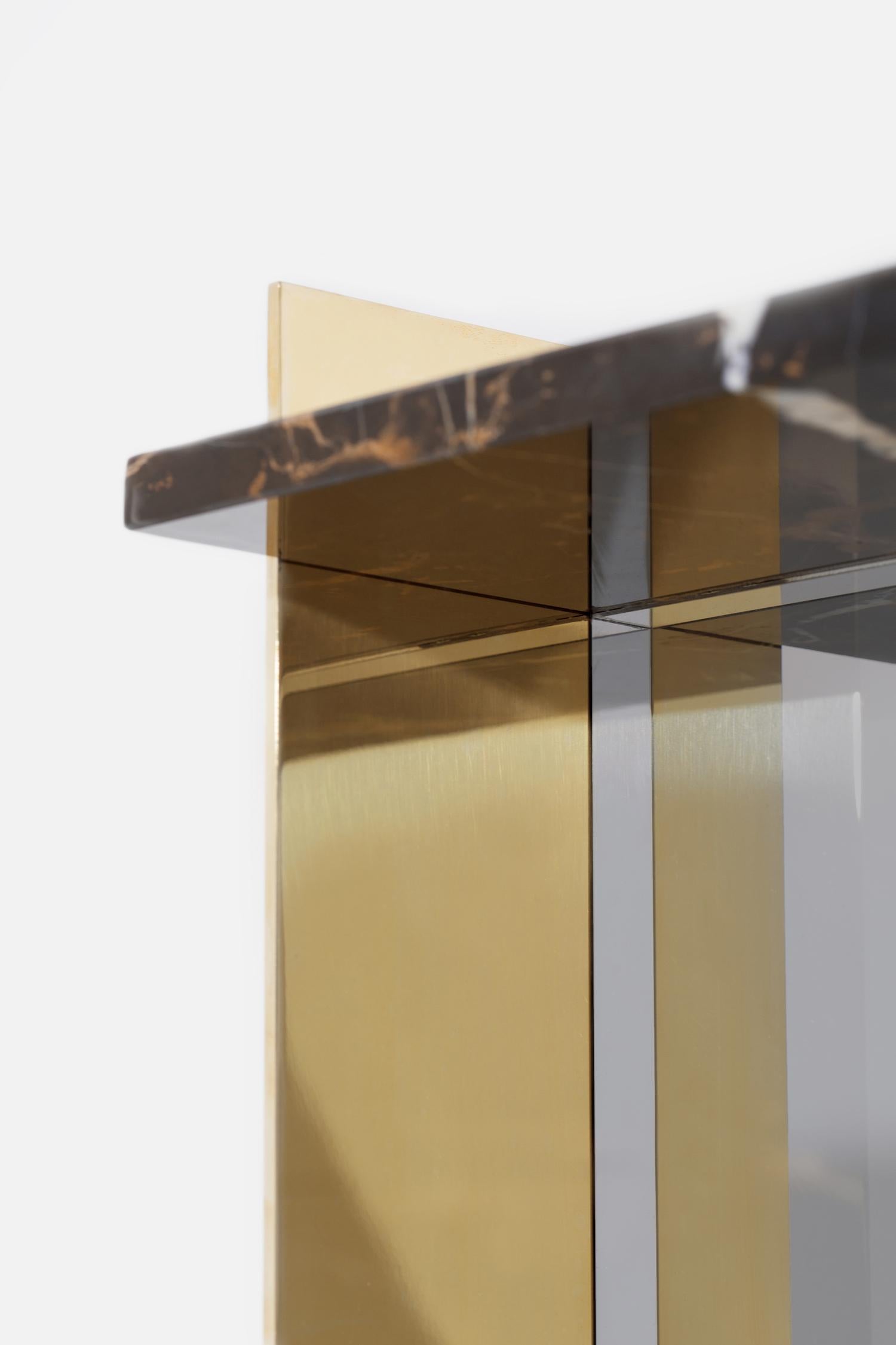 Contemporary Side Table in Brass, Marble and Acrylic For Sale 4