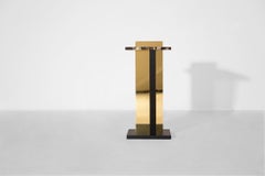 Contemporary Side Table in Brass, Marble and Acrylic