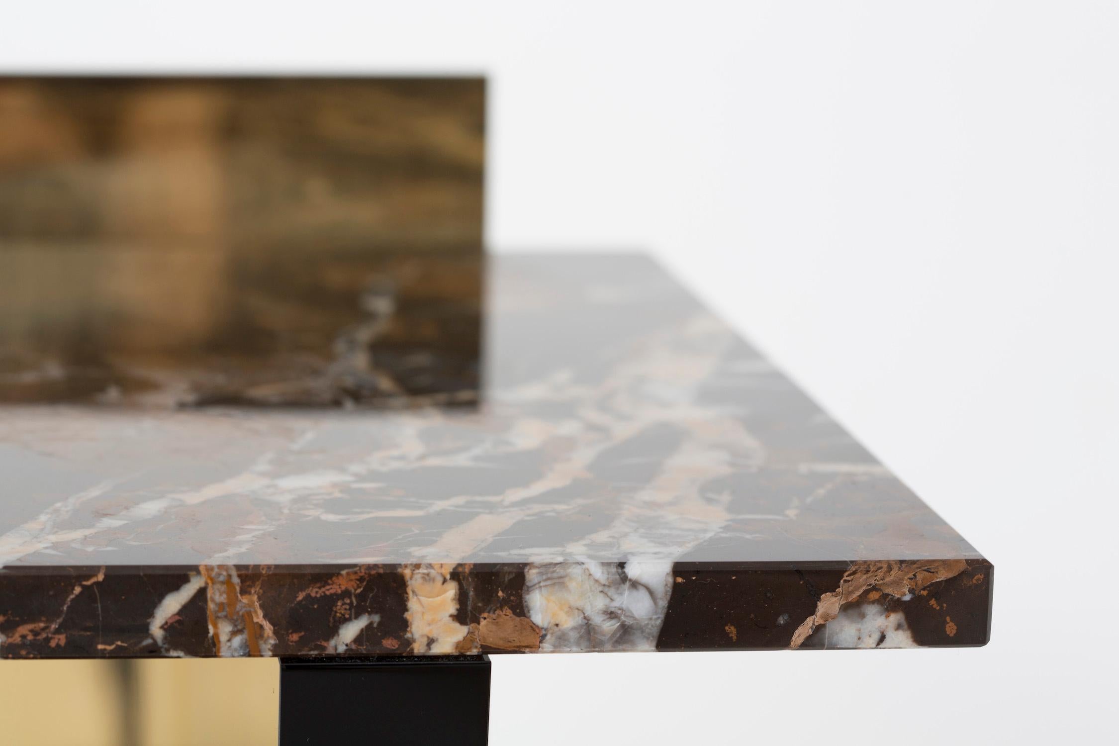 Contemporary Side Table in Brass, Marble and Acrylic For Sale 2