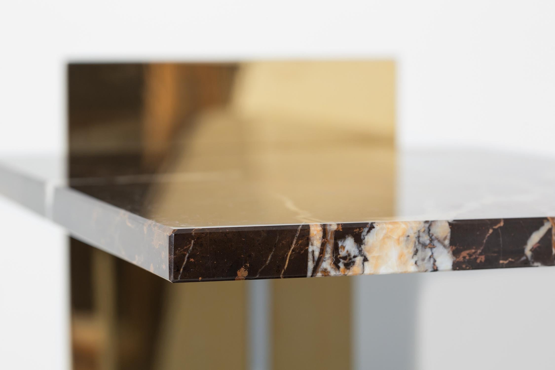 Contemporary Side Table in Brass, Marble and Acrylic For Sale 3