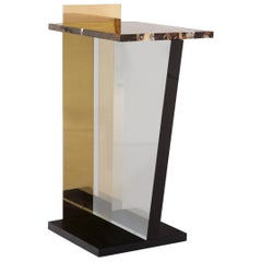 Contemporary Side Table in Brass, Marble and Acrylic