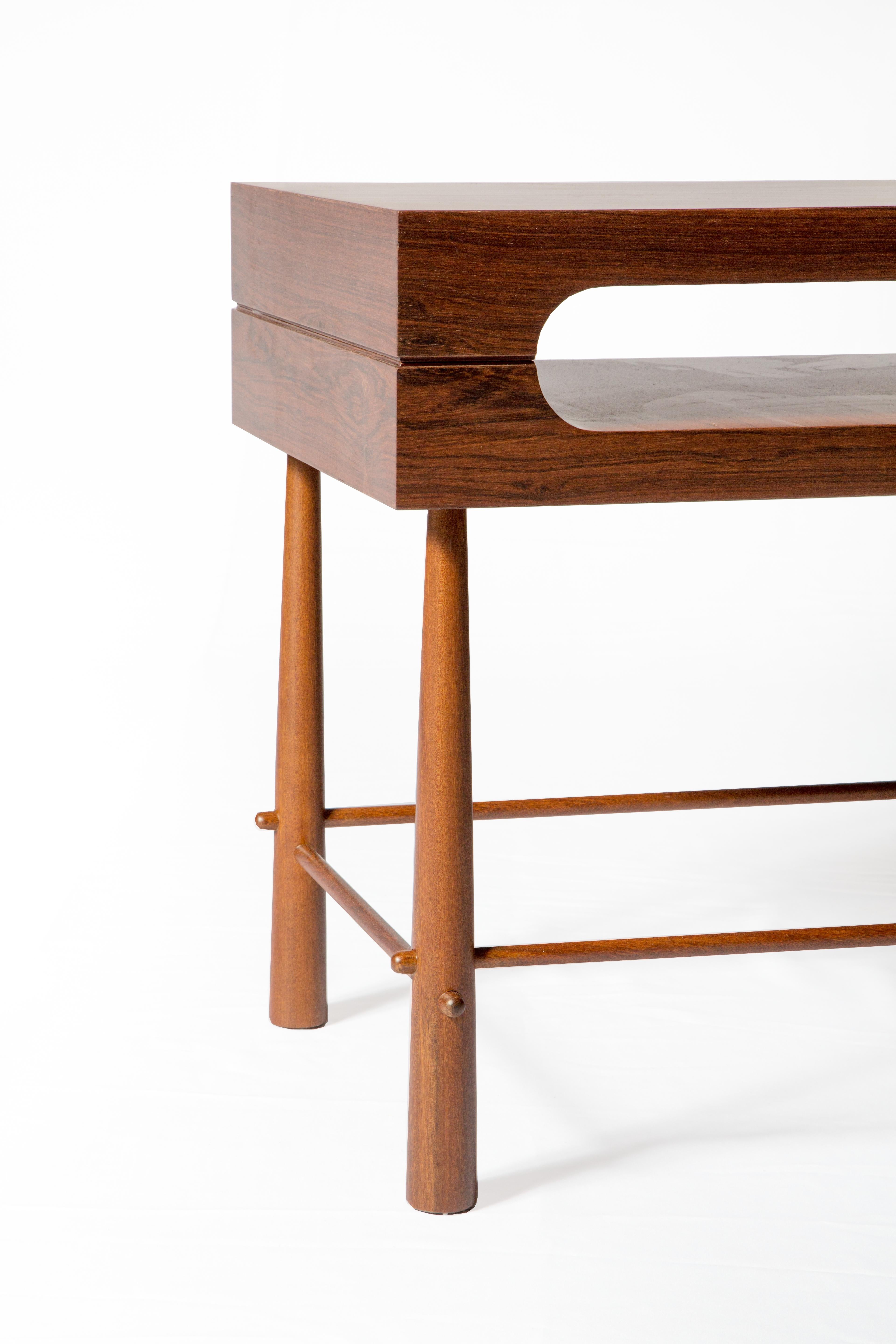 Hand-Carved Contemporary Side Table in Brazilian Wood For Sale